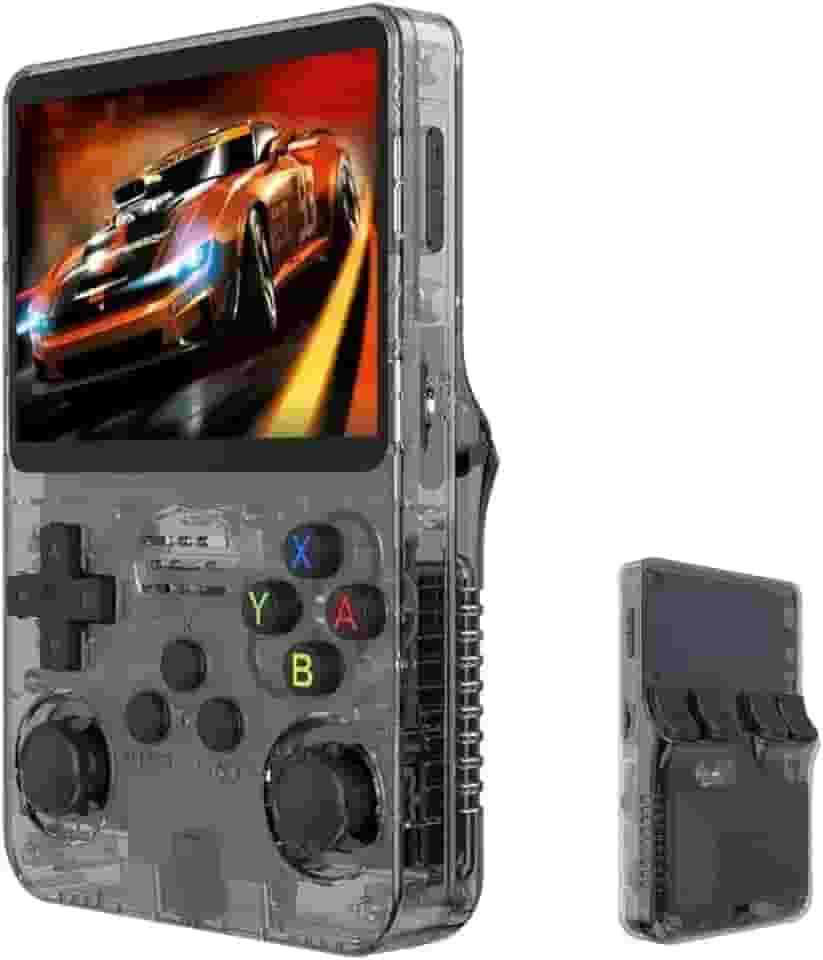Mini Game Video Game Console de bolso para jogos RG36S, cartão TF de 64 GB integrado, tela IPS de 3,5 polegadas, sistema Linux retrô, suporte a mais de 5400 jogos clássicos, gamepad sem fio 2.4G, TV, monitor - Preto.