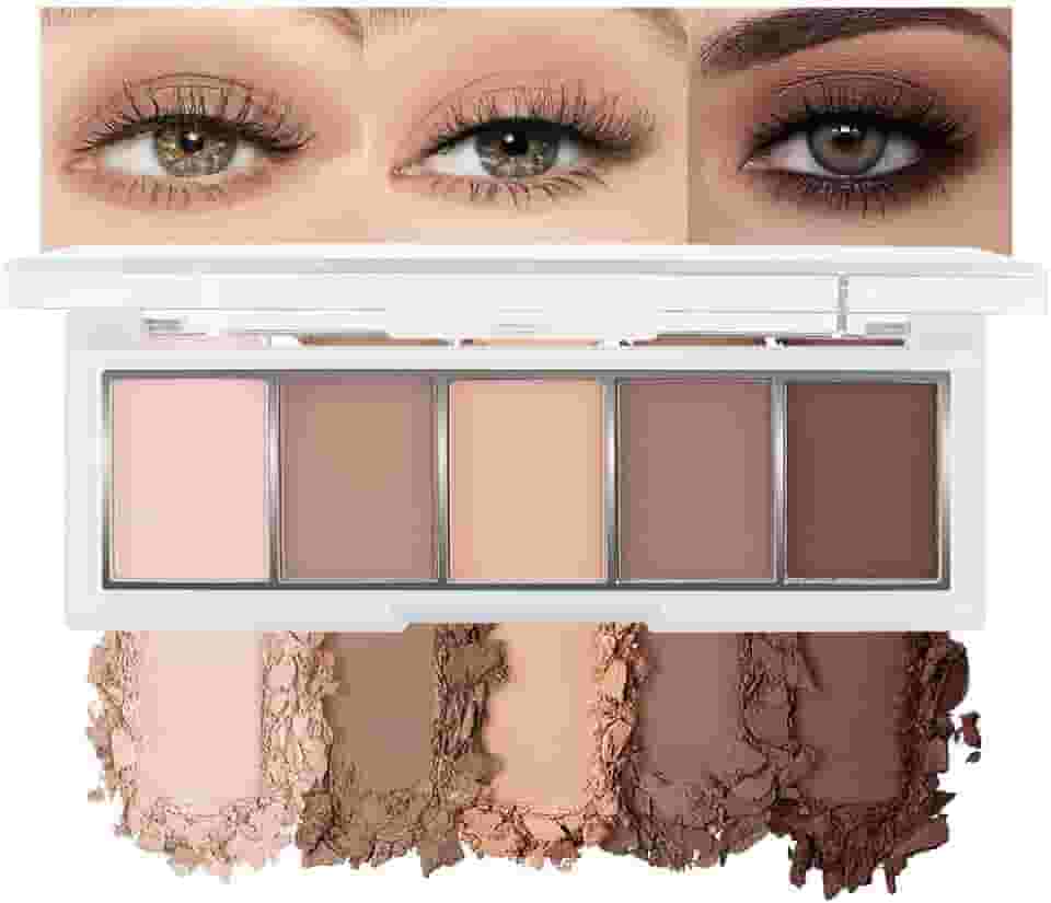 Paleta de sombras Nude Matte, 5 tons neutros foscos – Off White, bege, marrom claro a escuro – Paleta de sombra neutra natural altamente pigmentada com acabamento aveludado (01#, pacote com 1)