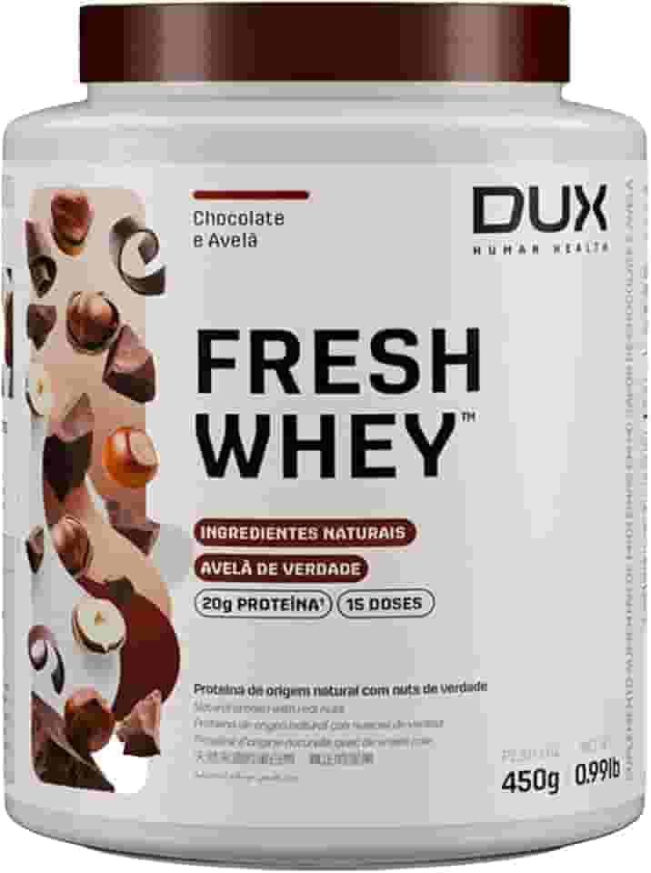 Fresh Whey Protein - Chocolate e Avelã 450g - 20g de Proteínas por Porção - Suplementos Naturais, Suplementação Treino Academia, Ganho Muscular Hipertrofia - DUX HUMAN HEALTH