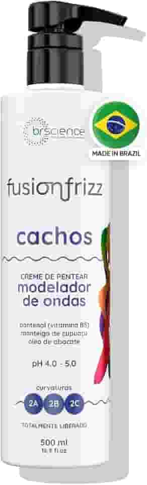 Creme para Pentear Cachos Cabelos Ondulados Fusionfrizz Brscience 500ml - Hidratação Profunda, Nutrição e Controle de Frizz para Cabelos Ondulados Curvas 2A, 2B e 2C