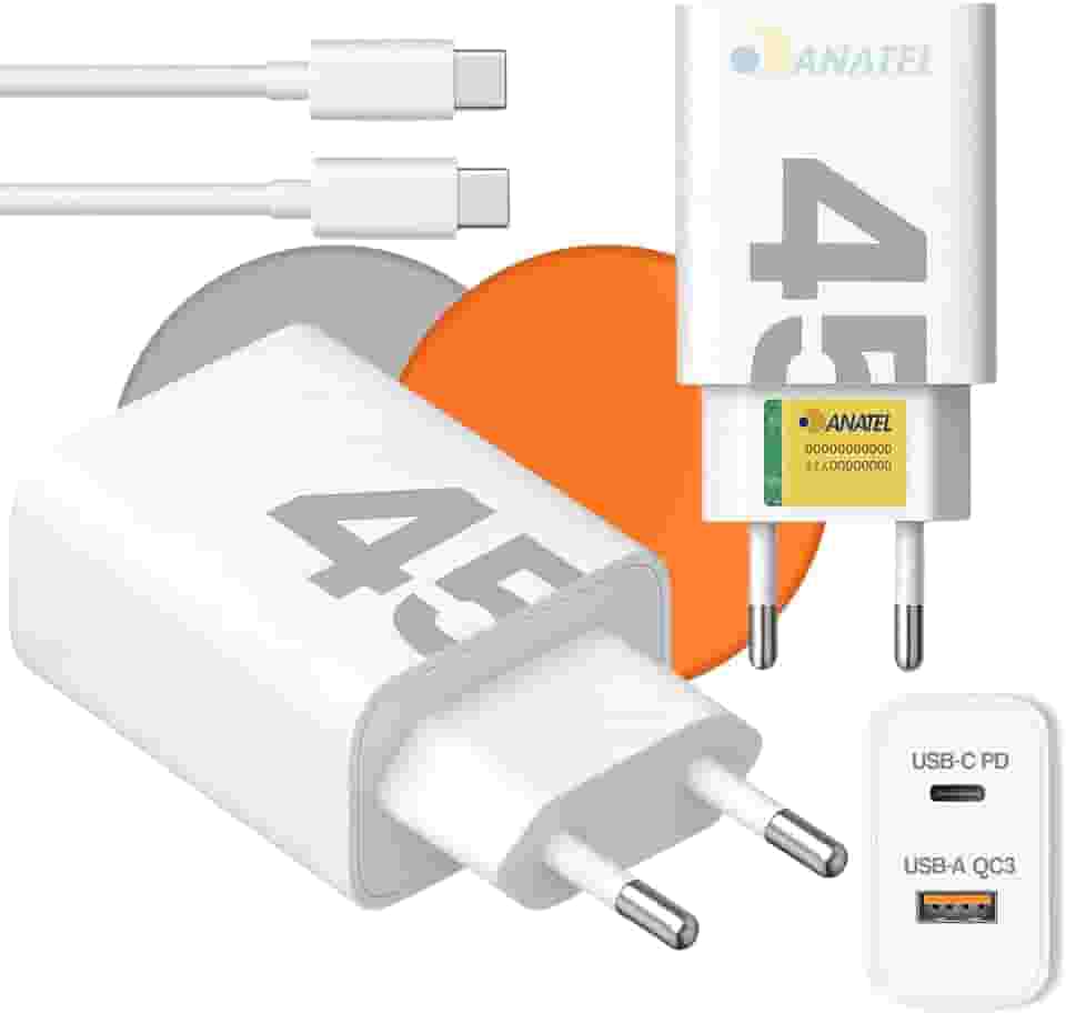 Carregador 45w Super Turbo Ultra Rápido Compatível Com Samsung Motorola Xiaomi Redmi Iphone 15 16 Ipad Notebook Tablet Tipo C