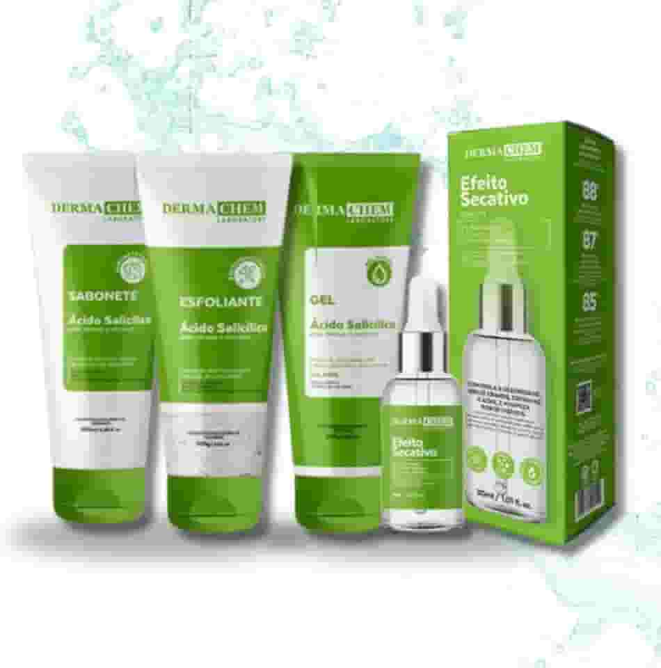 Kit Skincare Acido Salicilico Pele Oleosa + Sérum Secativo - 4 Itens 87% de EFICÁCIA COMPROVADA