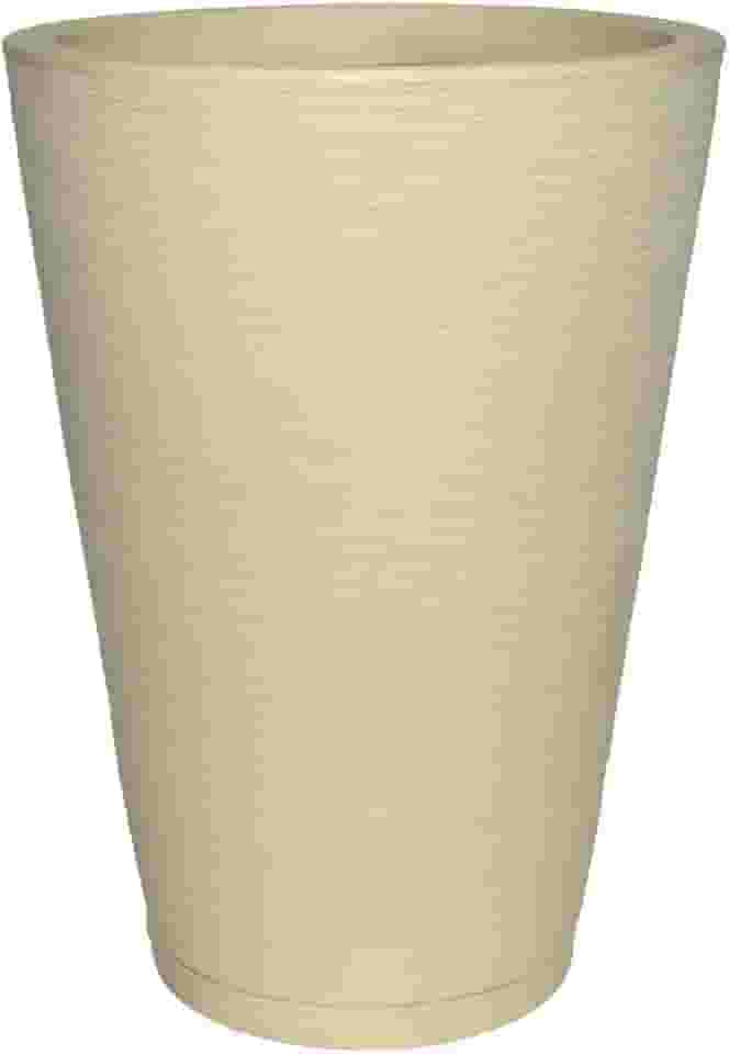 Vaso Planta Decorativo Jardim Polietileno Coluna Redonda 34x50 Cor:Bege