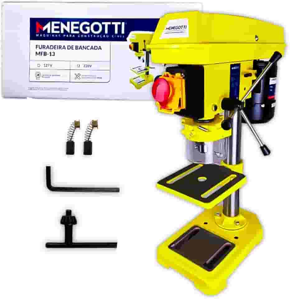 Furadeira de Bancada MFB-13 Menegotti 1/2'' 350W 60HZ C/Motor Monofasico (13 MM) Profissional - 127v