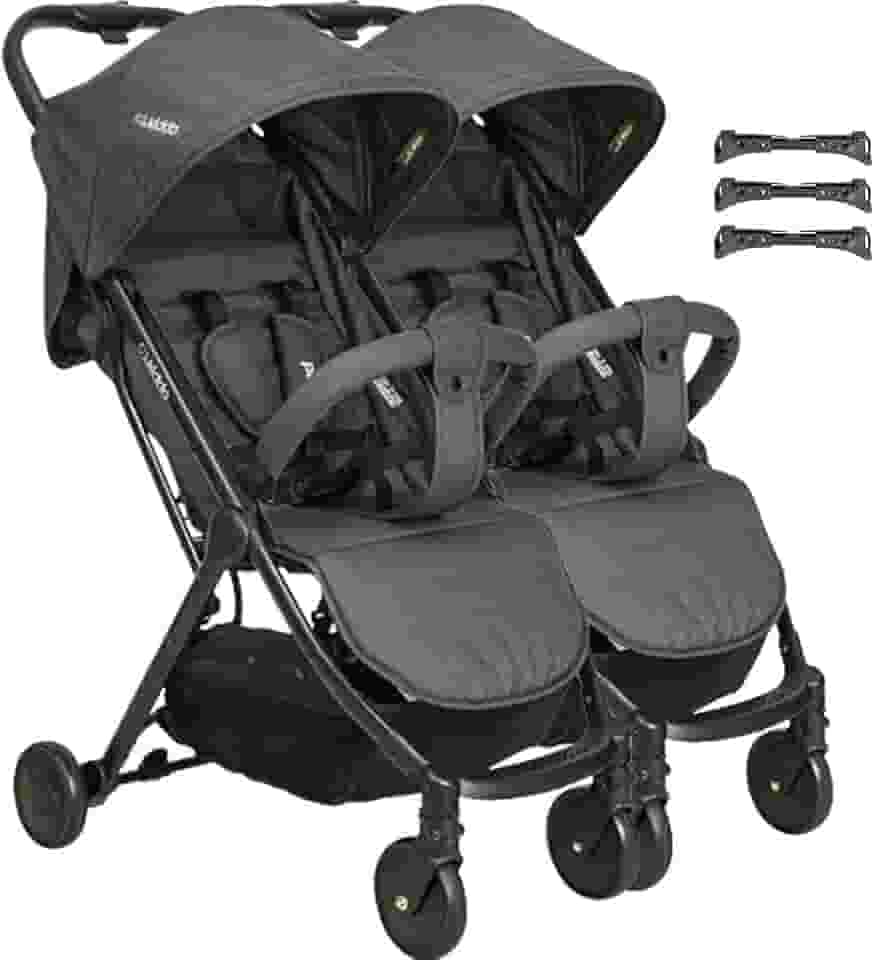 Carrinho para Gemeos Compacto Passeio Kiddo Road Melange Preto