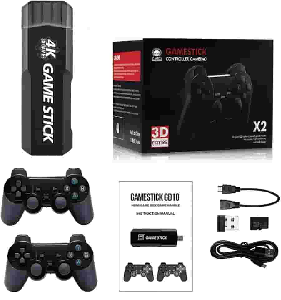 Controlr sem fio HD,GD10 Game Stick embutido 40000 jogos 128GB 2.4G controlr sem fio HD console de videogame retrô 4k HD console de videogame
