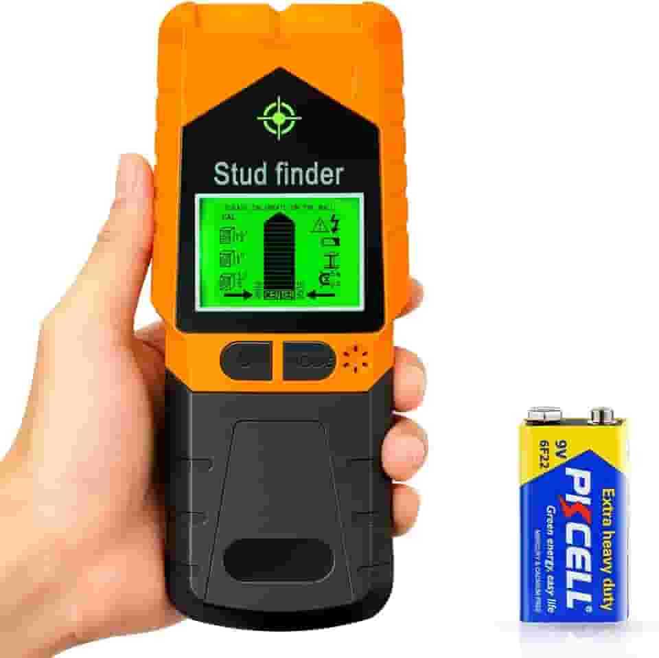 Scanner de parede 6 em 1 com sensor magnético, detector de pinos para madeira, fio AC, vigas, tubos, detecção de metal com visor LCD de alta definição e alarme de áudio