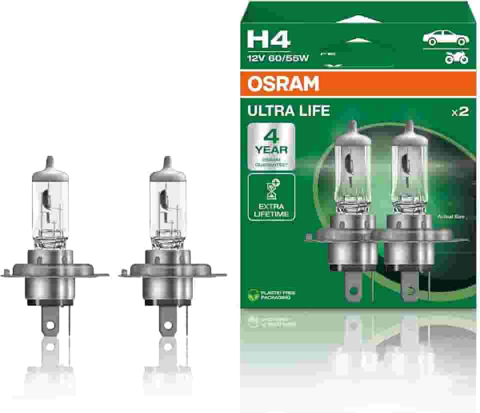 PAR LAMPADA OSRAM H4 ULTRA LIFE 3200K 12V 55W GARANTIA 4 ANOS