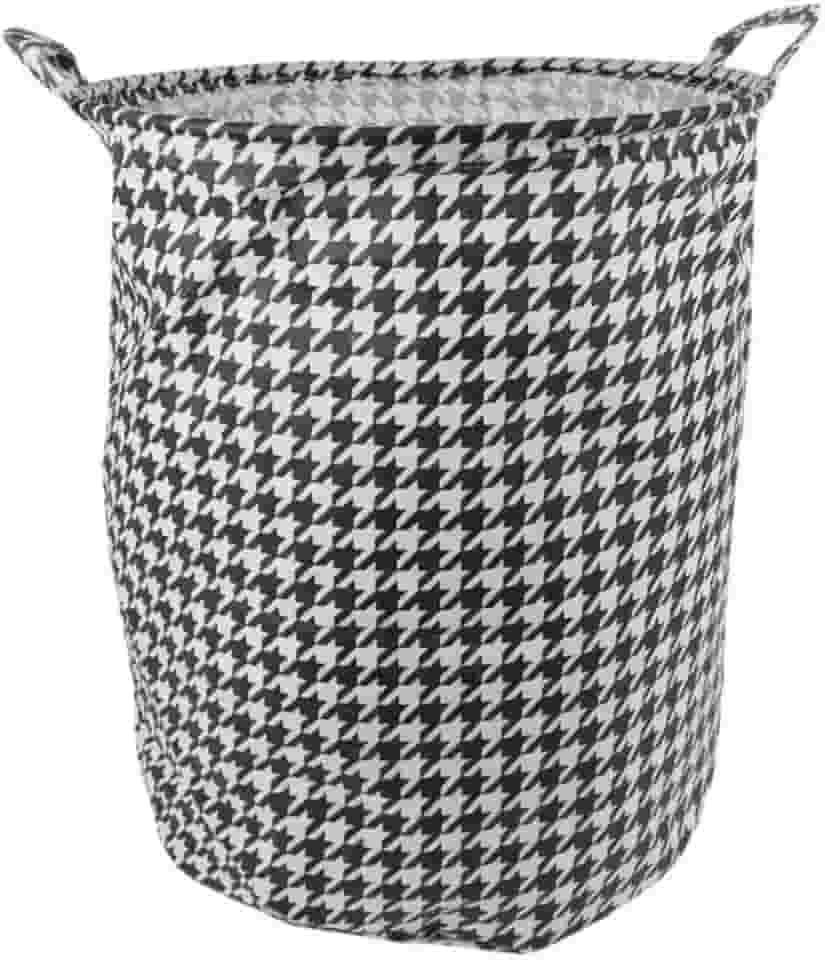 Cesto Organizador Multiuso Roupa Suja Dobrável Estampa xadrez 40 litros (preto e branco)
