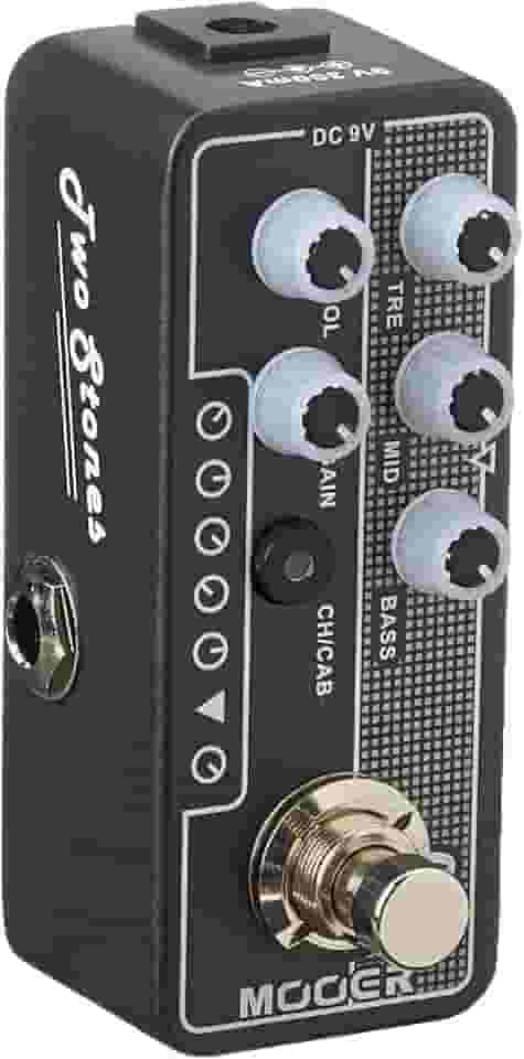 Mooer Pedal Preamp Two Stones M010 | para Guitarra, Digital, Inspirado no TwoRock Coral, Dois Canais, EQ de 3 Bandas, Simulador de Gabinete, Compacto, 9V DC