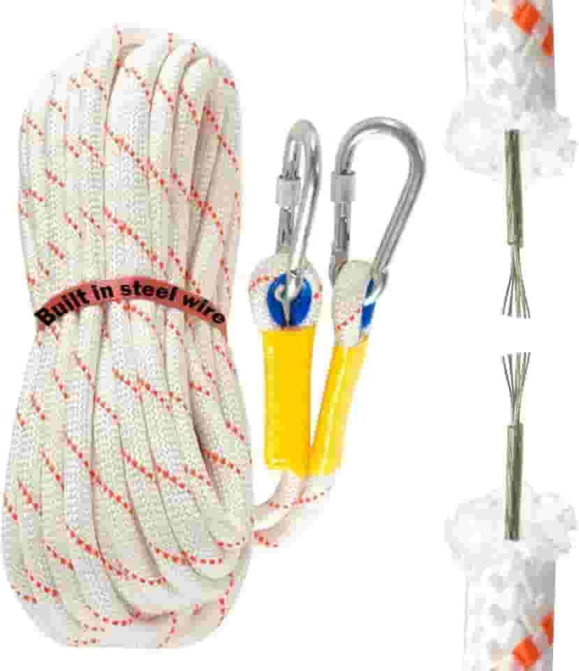 Corda de escalada com diâmetro de 2 cm, corda de escalada estática para escapar, equipamento de escalada no gelo, pára-quedas (9,8 m)