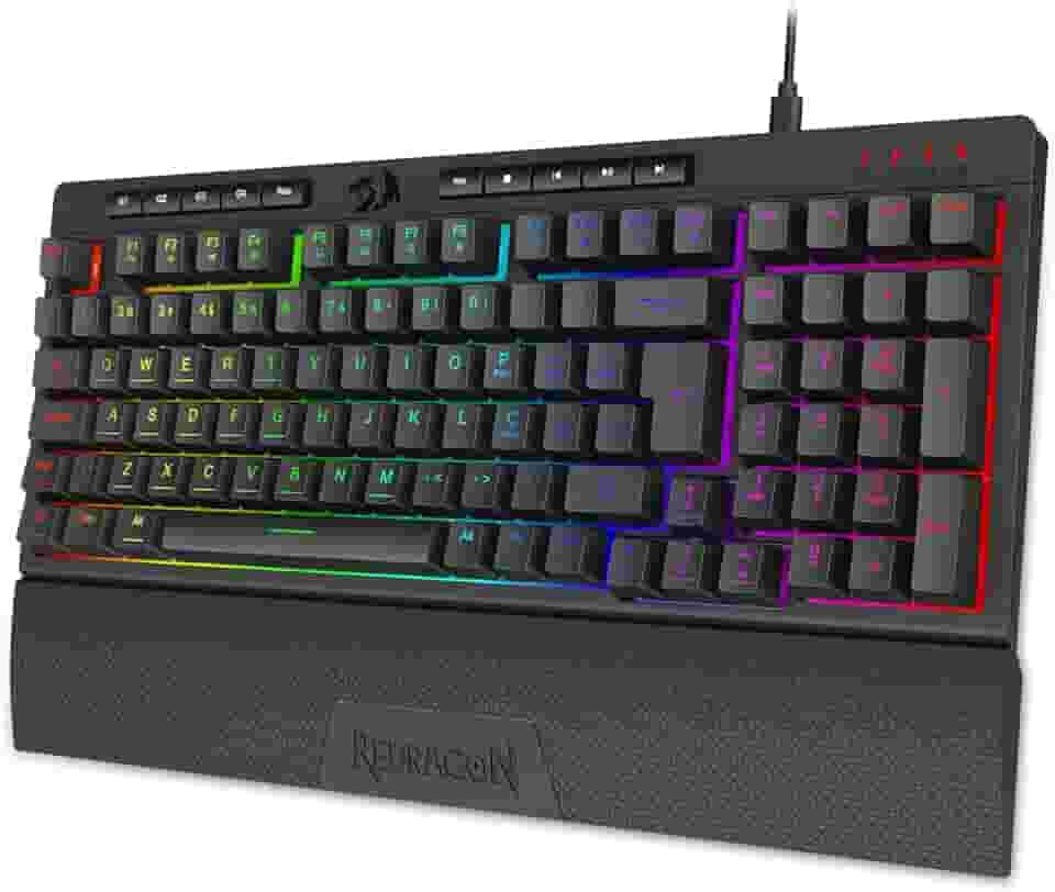 Teclado Membrana Gamer Redragon Shiva 98 RGB Preto com Apoio de Pulso K515-RGB PT