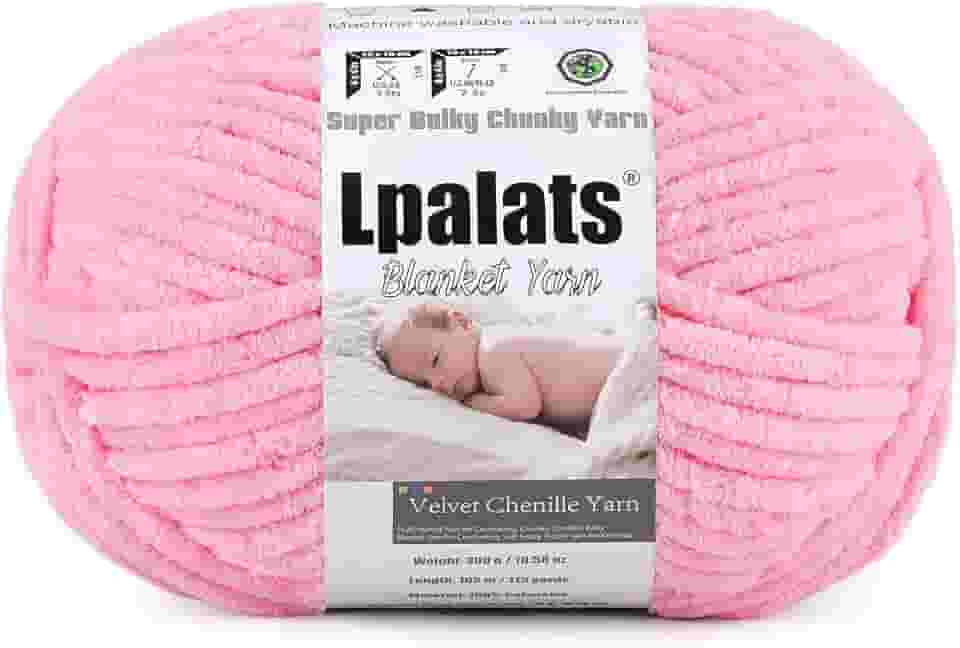 Fio de cobertor de bebê para crochê – 1 pacote de fio de chenille super fofo de 300 g para tricô à mão, fio de pelúcia super volumoso de 100 m para cobertores aconchegantes e Amigurumi (1, rosa escuro