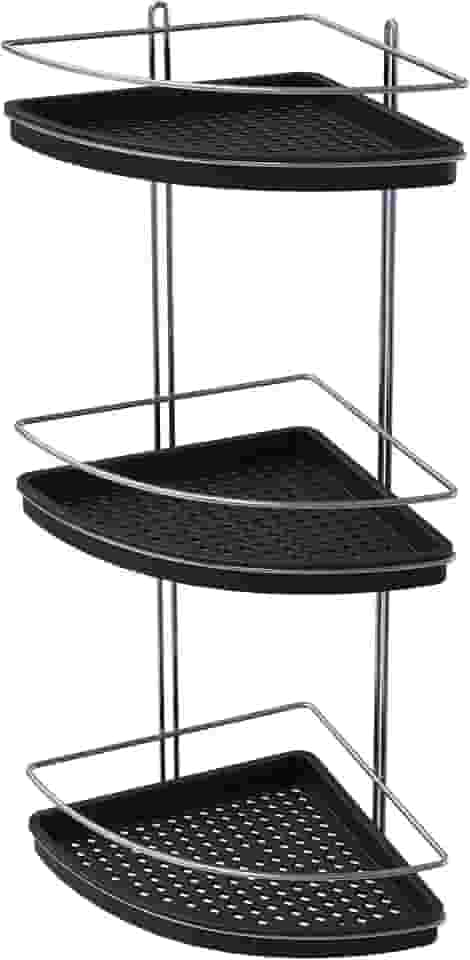 Porta Shampoo Triplo de Canto, Preto, Stolf