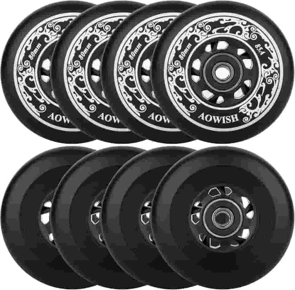Rodas de skate em linha 85A para ambientes externos com fórmulas de asfalto Hóquei Roda de substituição com rolamentos ABEC-9 e espaçadores flutuantes (pacote com 8)