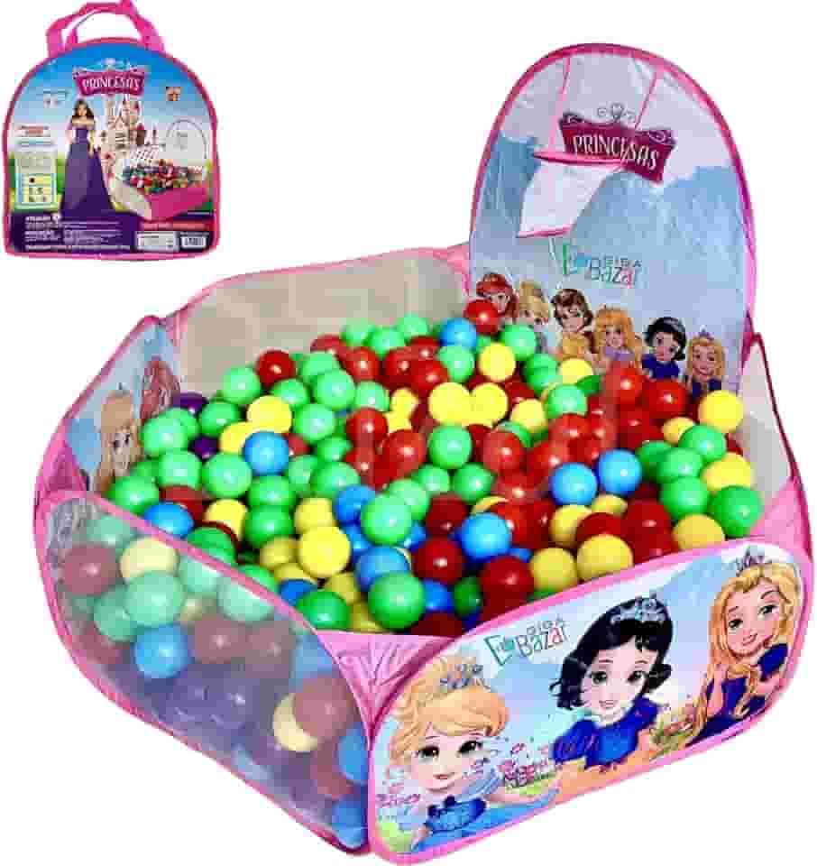 Piscina de bolinha para bebês e crianças infantil com cestinha de Basquete (Rosa)