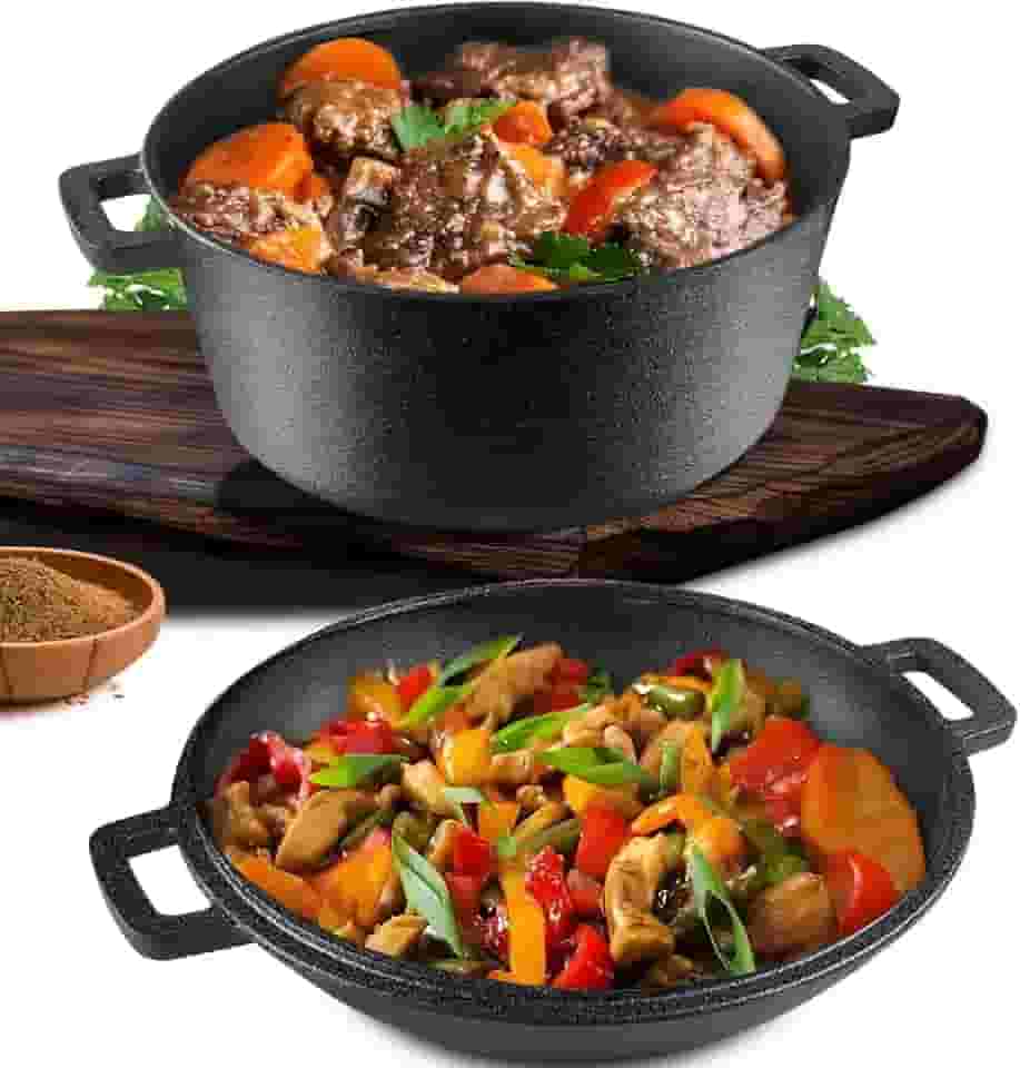 Panela de Ferro, Panela Ferro Fundido, Conjunto Caçarola E Frigideira Multiuso, 33cm