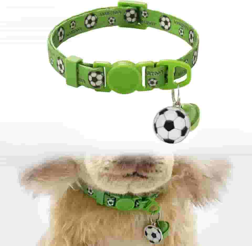 Coleiras para filhotes de cachorro com sino breakaway coleira de identificação de gato ajustável com estampa de futebol