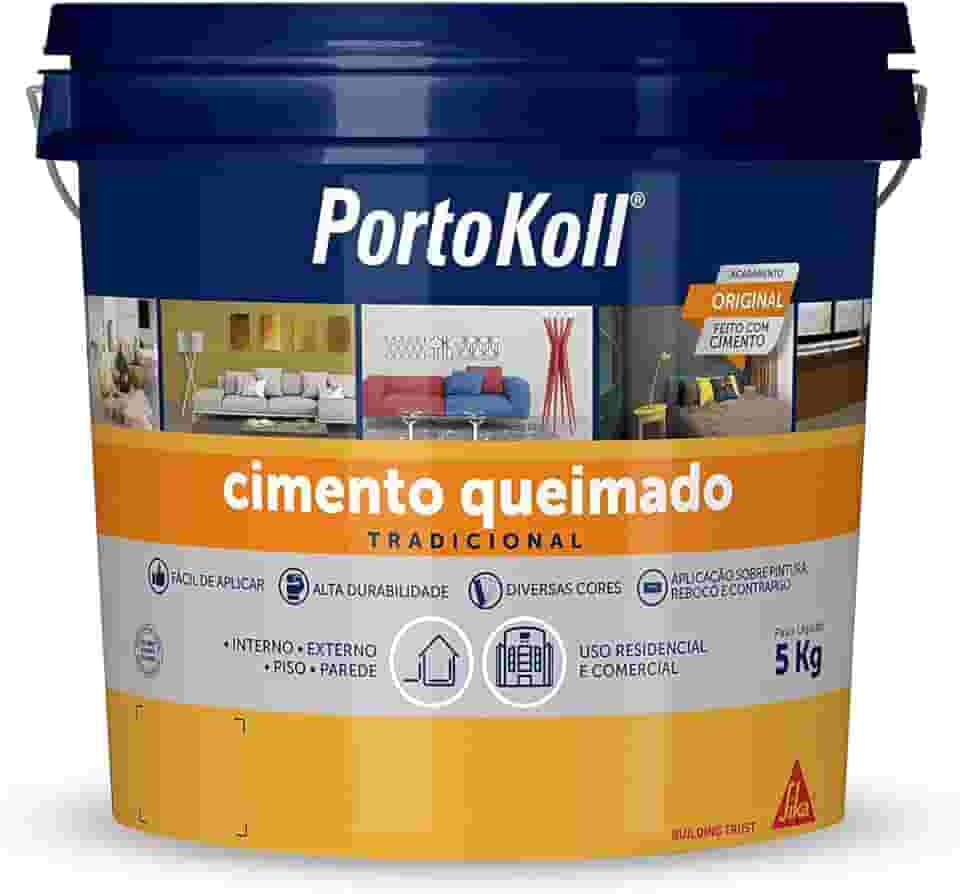 PORTOKOLL – Argamassa colorida - Cimento Queimado Mineral – Piso e parede – Fácil de aplicar – Balde 5 kg