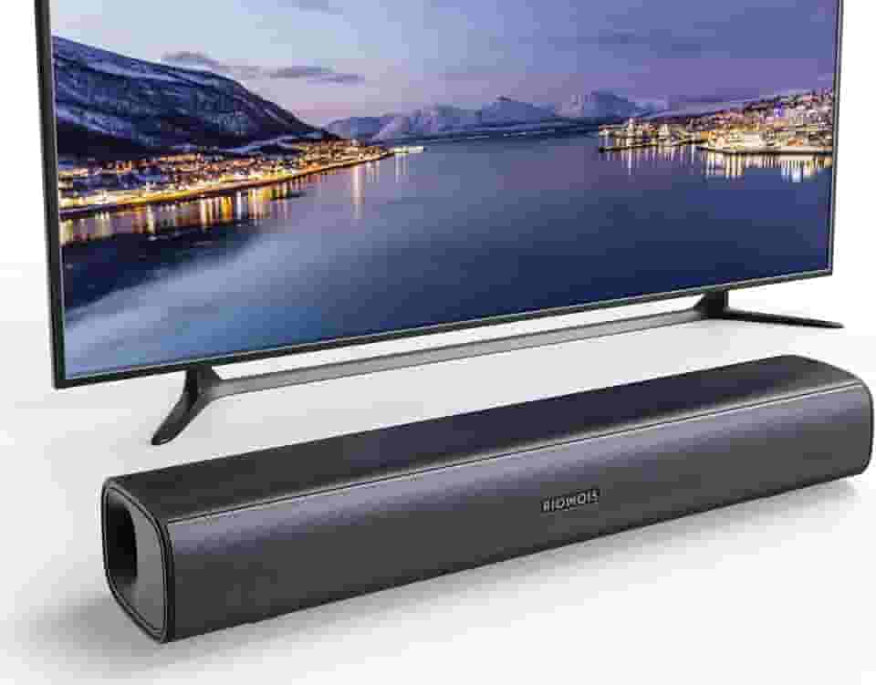 Soundbar Riowois para smart TV, alto-falantes, soundbar para TV, com refletor de graves personalizado, design compacto e fácil configuração, sistema de som ambiente de áudio doméstico para projetor de