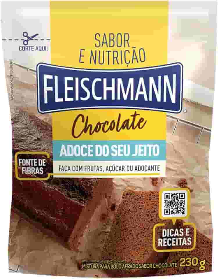Mistura para Bolo Aerado Chocolate Fleischmann Sabor e Nutrição Adoce do Seu Jeito Sachê 230g