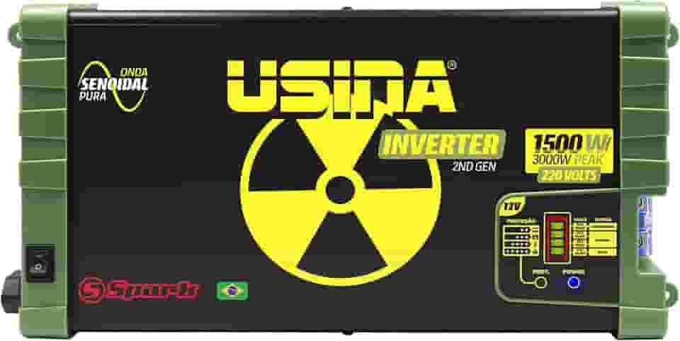 USINA Inversor 1500W Onda Senoidal Pura, Off-Grid, Entrada 12VDC, Saída 220VAC, Pico 3000W