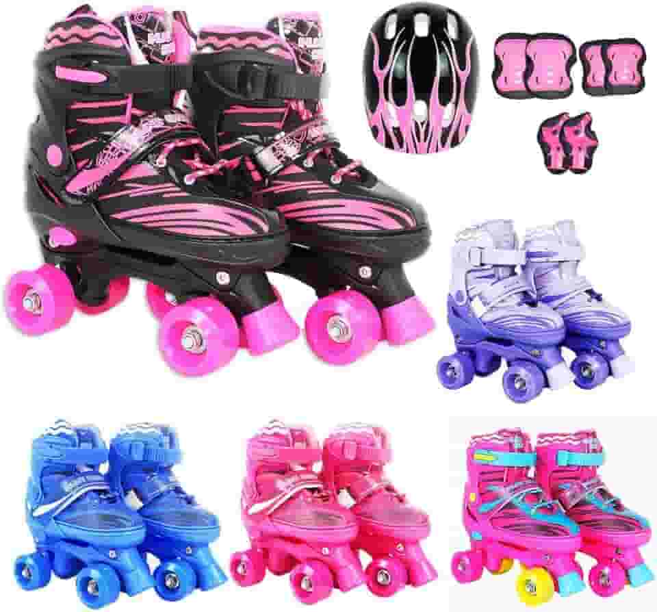 Patins Infantil Roller 4 Rodas Ajustável + Proteção