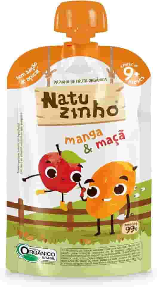 Natuzinho, Papinha Orgânica para Bebê, Sabor Manga e Maçã, Sem Açúcar, Aditivos ou Conservantes, Estimula o Paladar, 99g