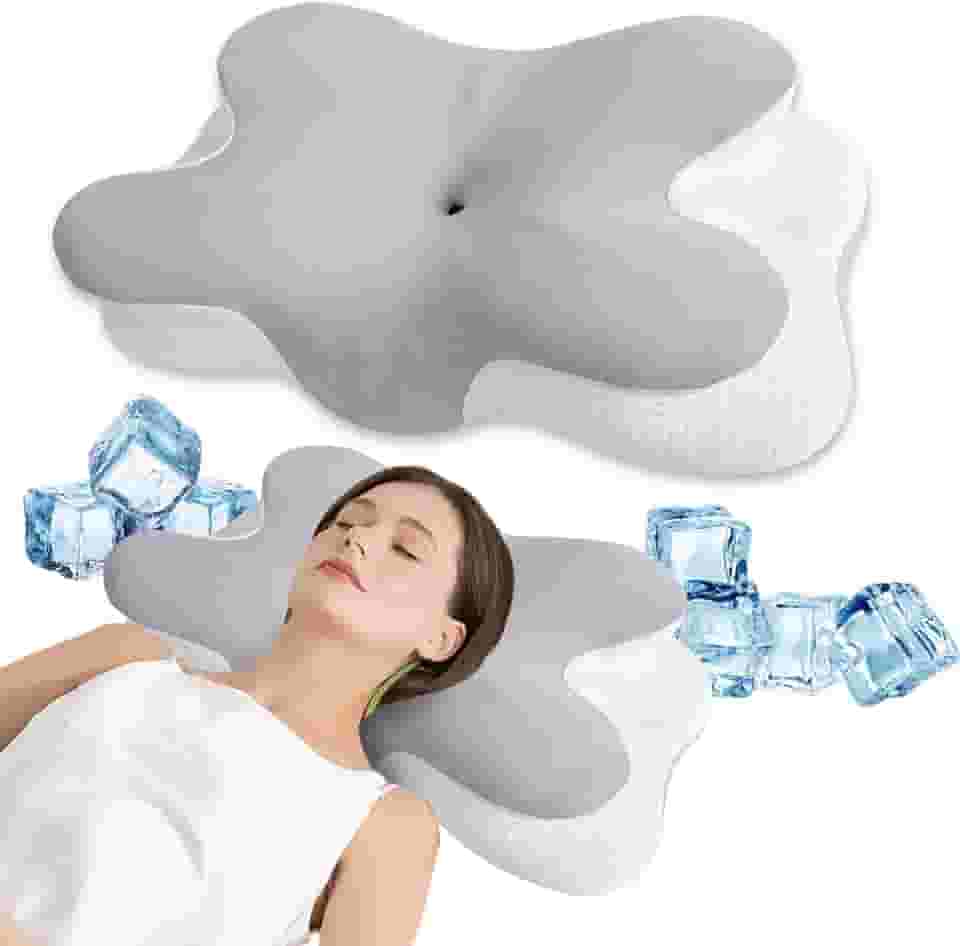 Almofada borboleta de espuma viscoelástica cervical para alívio da dor no pescoço, travesseiro ortopédico ergonômico para dorminhocos laterais, costas e estômago, capa removível respirável
