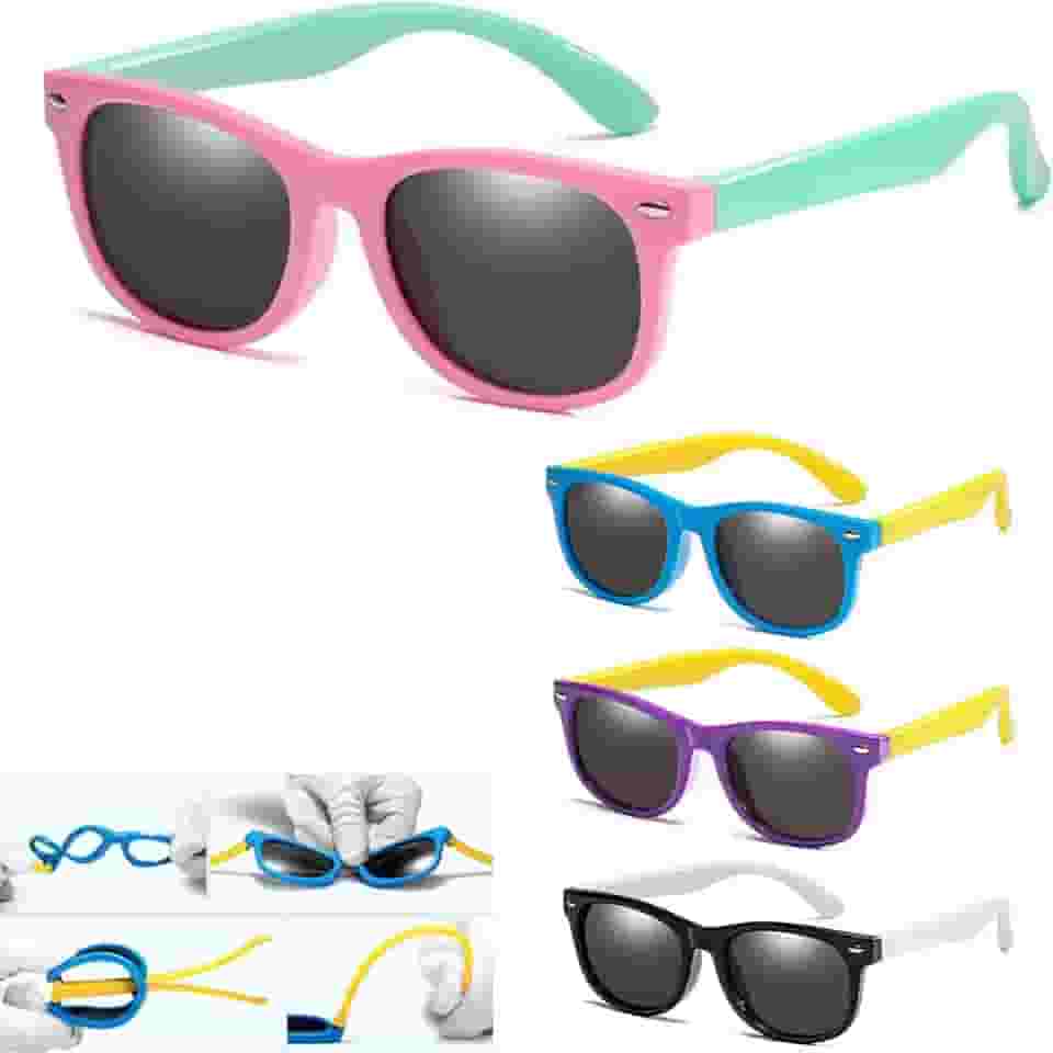 Óculos de Sol Infantil Unisex Proteção 100% UVA/UVB Lentes Polarizadas. Super Resistênte e Flexível, Não Quebra