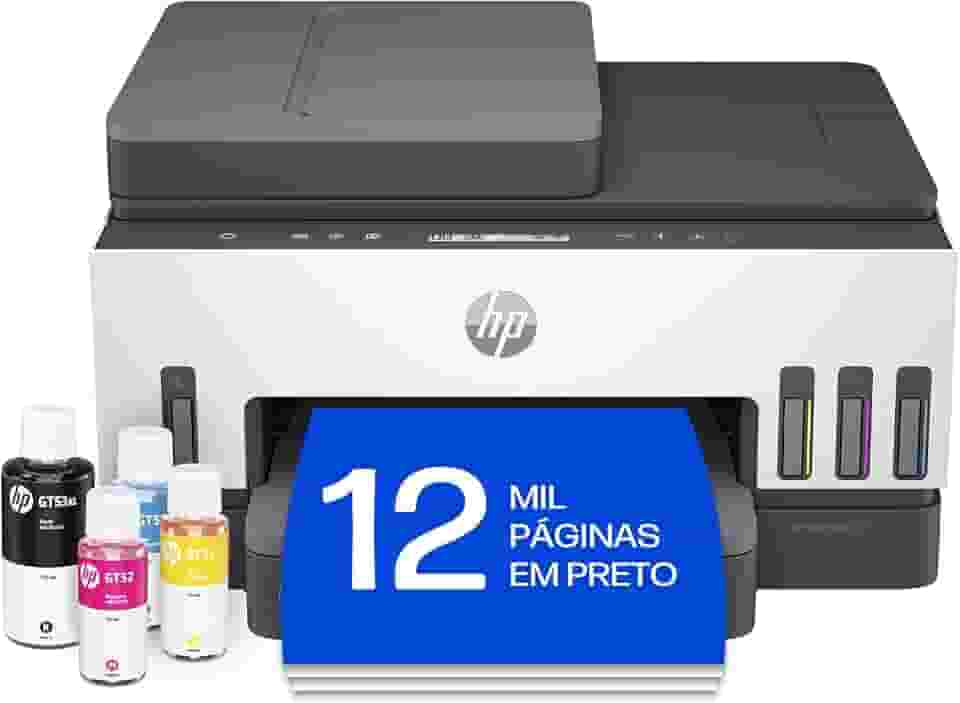 Impressora Multifuncional HP Smart Tank 754 Tanque de Tinta Colorida Wi-Fi Scanner Duplex, Bluetooth. Funções: Imprimir, Copiar, Digitalizar. Cor: Branco (2H0A6A#AK4)