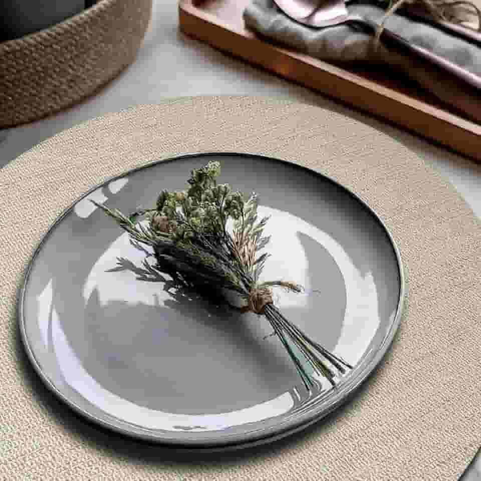 4 Jogo Americano Redondo Juta Areia - Impermeável Pvc