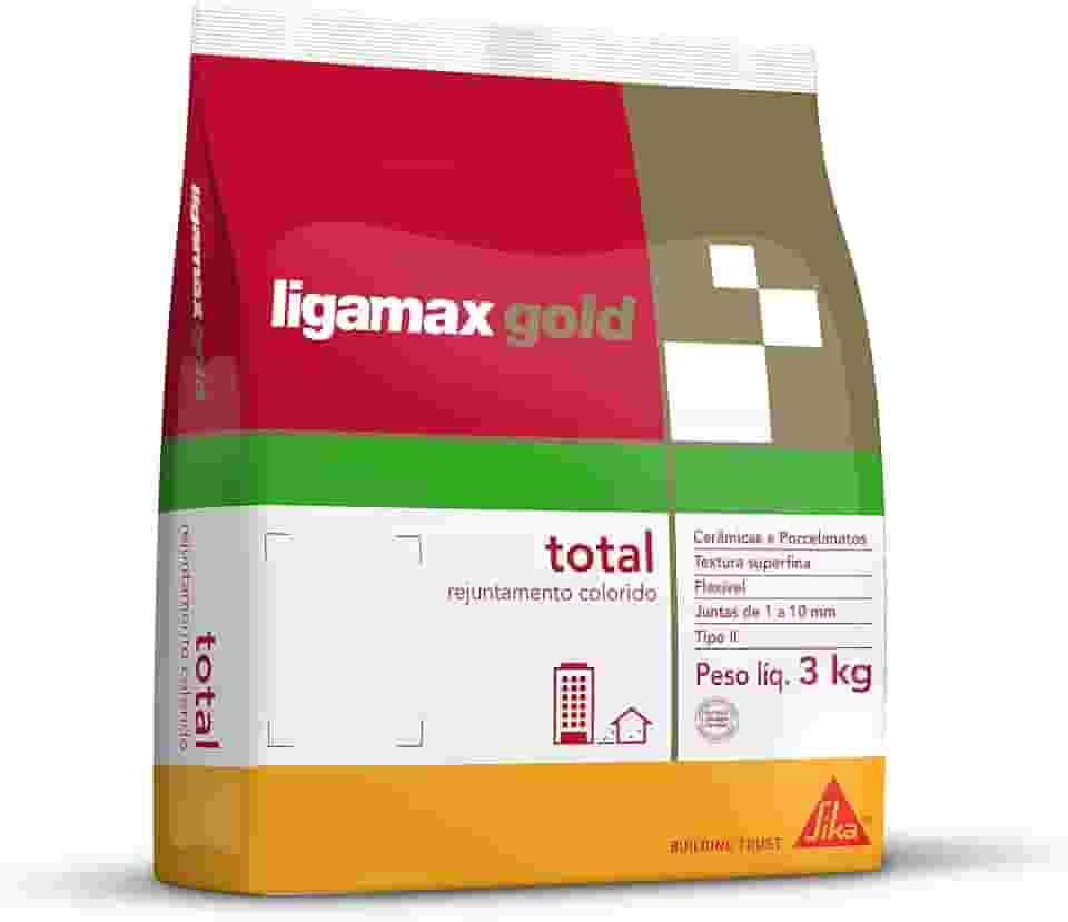 Sika - Rejunte colorido - Ligamax Gold Total Marrom - Rejunte de porcelanatos, cerâmicas, pedras naturais - Pisos e paredes -Textura superfina - 3 kg