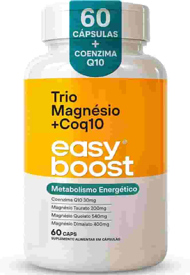 Trio Magnésio Dimalato Quelato Taurato Coenzima Q10 Easy Boost 60 Caps