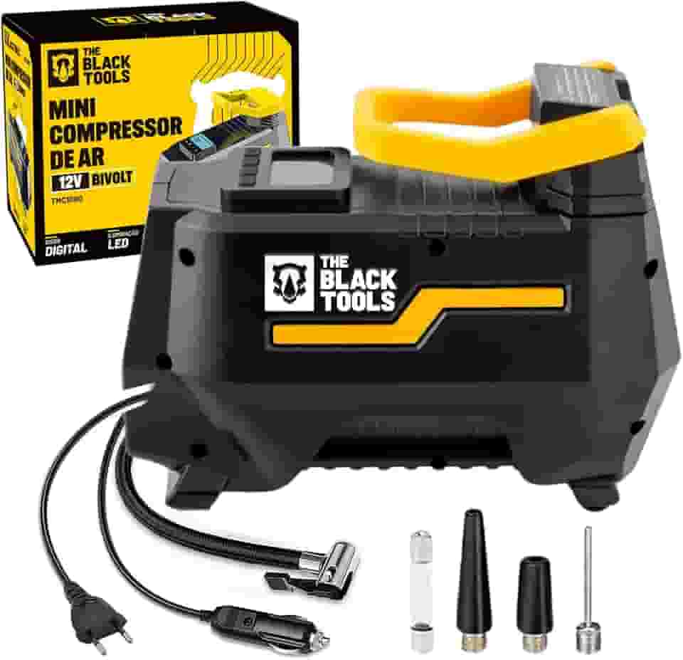 Compressor De Ar Elétrico Portátil 120w Encher Pneu Carro Moto Bicicleta Tcm100 The Black Tools