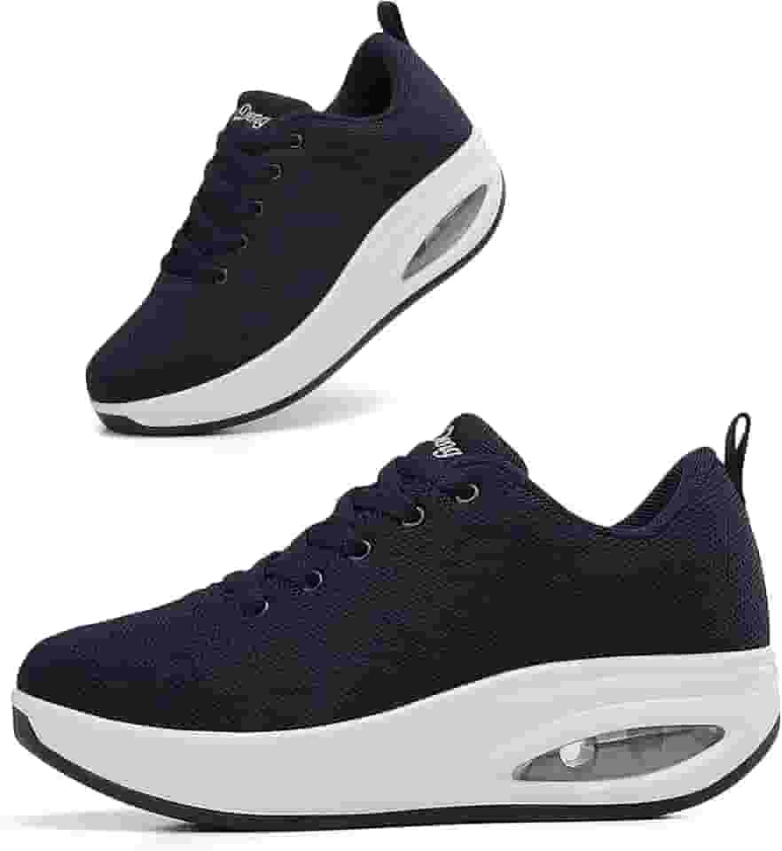 Tênis feminino confortável | Sapatos para mulheres viajando | 5 cm Air Cushion Rocker Bottom