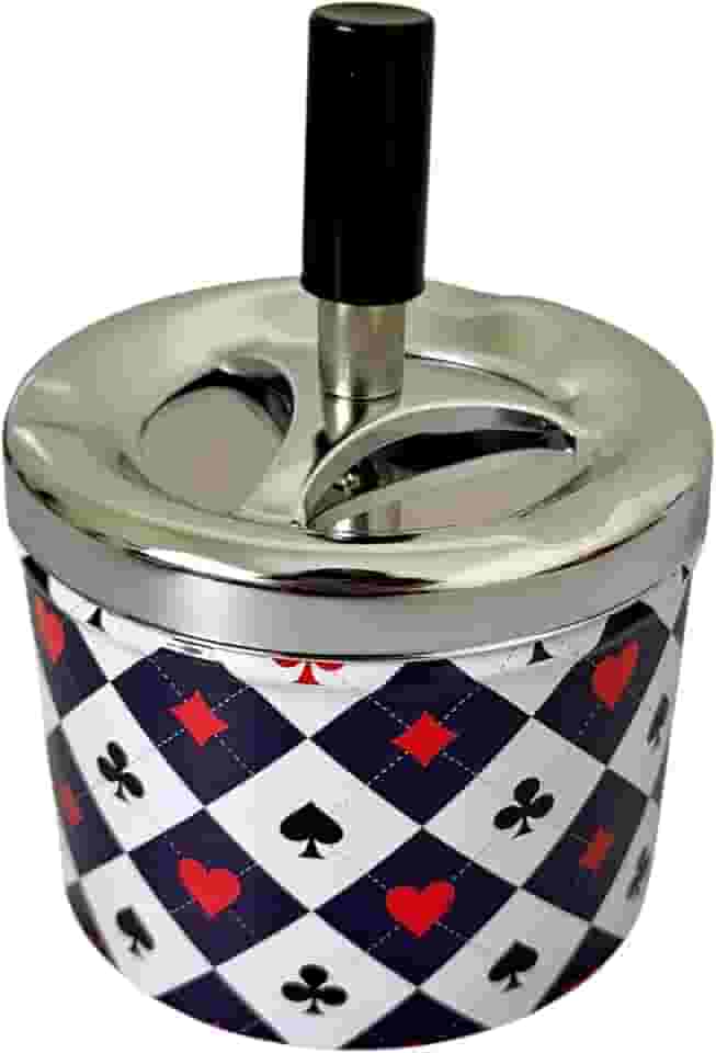 Cinzeiro De Inox Com Tampa E Reservatório Grande 12x9cm (MOD C)