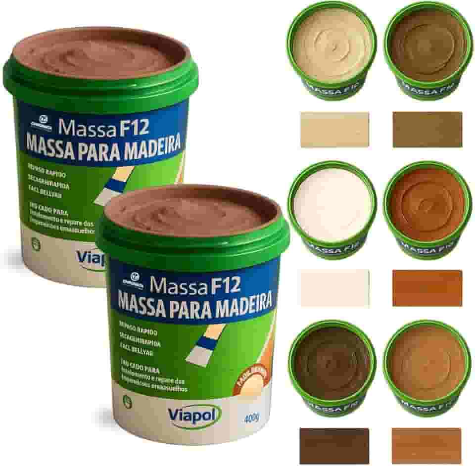 KIT 2 Massa F12 De Calafetar E Correção Madeira 400g - Cores (JATOBA)