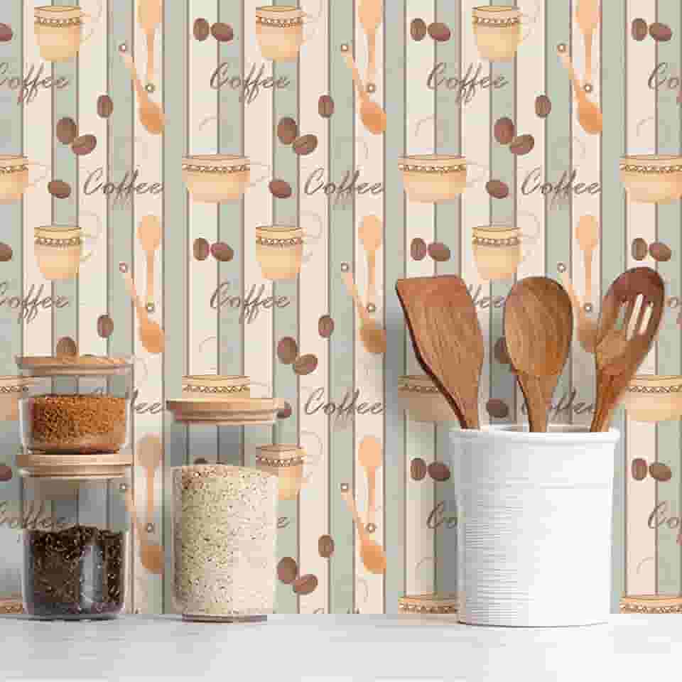 Papel de Parede Adesivo Cozinha Café Diversos Modelos Rolo 3m Cozinha Café:CS142