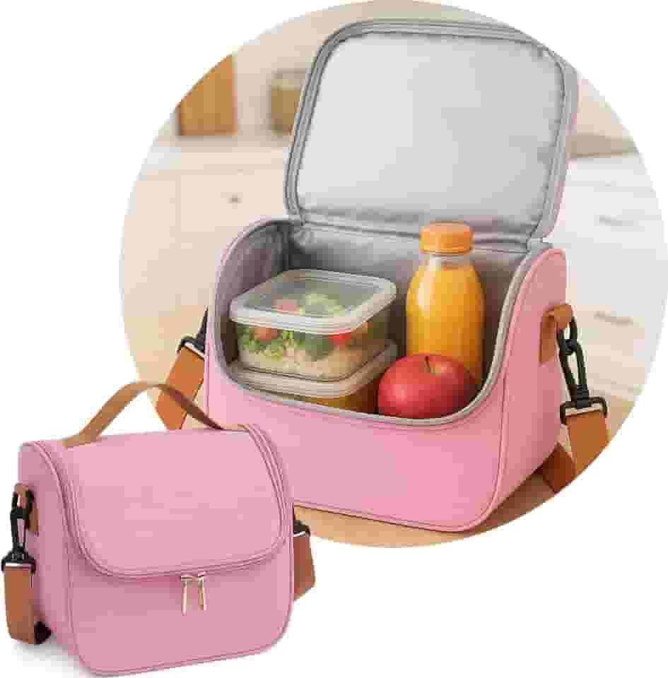 Bolsa Térmica Grande com Alça Ajustável, Lancheira Fitness, Ideal para Marmitas Lanches Frutas Bebidas, para Levar no Trabalho Passeio Academia Escola Faculdade, Qualidade Premium (Rosa)