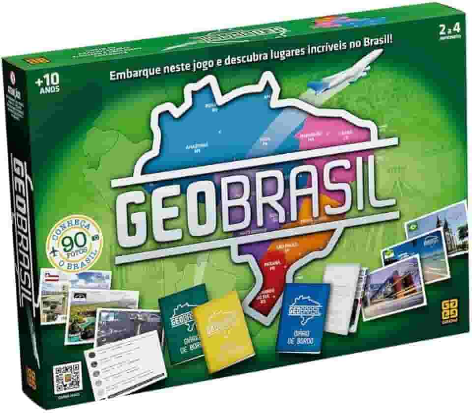 Geobrasil - Jogo de Tabuleiro - Grow: Explore o Brasil em 90 Fotos - 2-4 Jogadores - A partir de 10 Anos