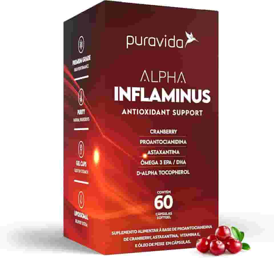 Puravida Vitaminas e Antioxidantes Alpha Inflaminus Ômega 3 60 Cápsulas
