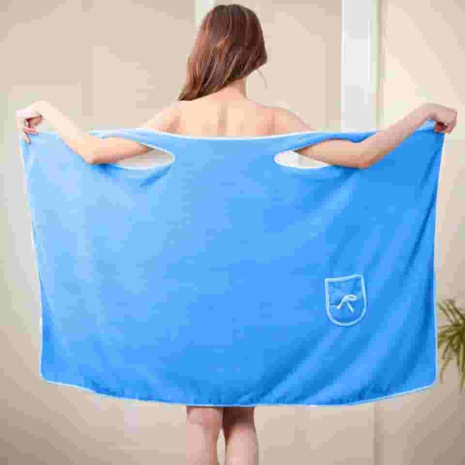 Toalha de banho unissex, conjunto de toalhas pós-banho vestíveis, toalha de banho de secagem rápida para academia (azul)