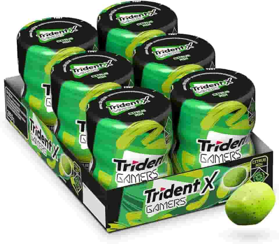 Chiclete Trident X Gamers Citrus Mix - Caixa com 6 unid de 48,3g