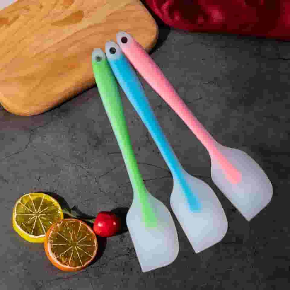Pacote com 3 espátulas de silicone semitransparentes – Raspadores antiaderentes resistentes ao calor para assar, cozinhar e misturar