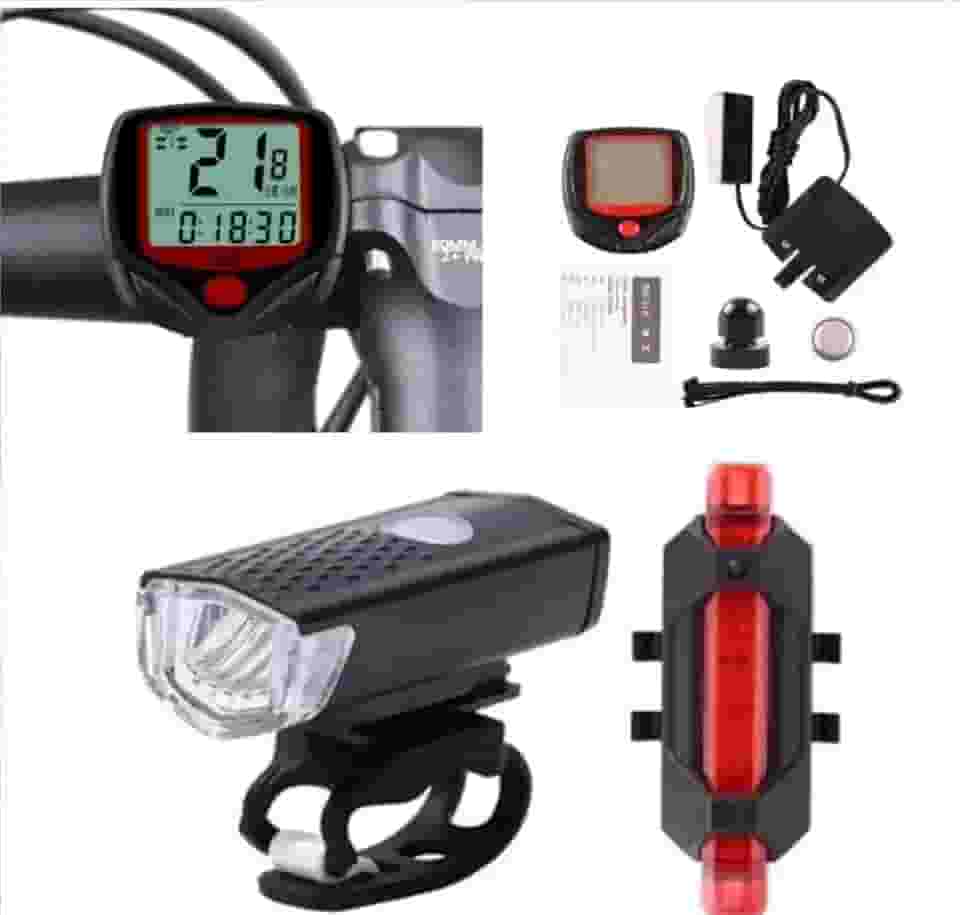 Velocímetro, Lanterna E Farol Bicicleta Bike Luz Ultra Led A Prova D'agua Bicicleta Digital