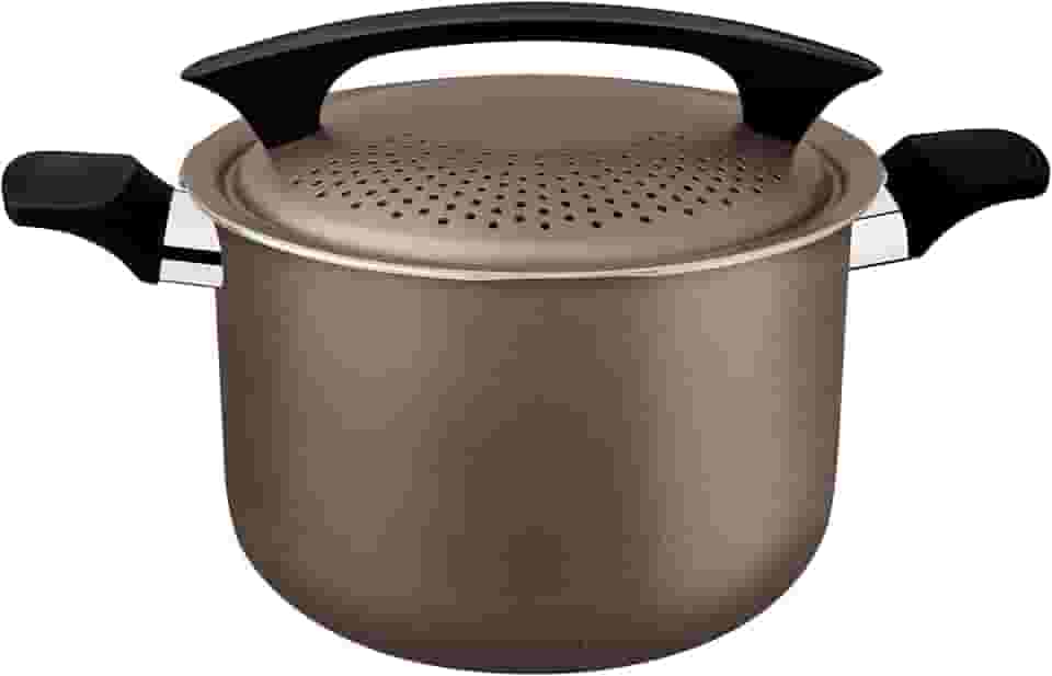 Espagueteira Tramontina Milazzo em Alumínio com Revestimento Interno e Externo em Antiaderente Starflon Max Amêndoa 22 cm