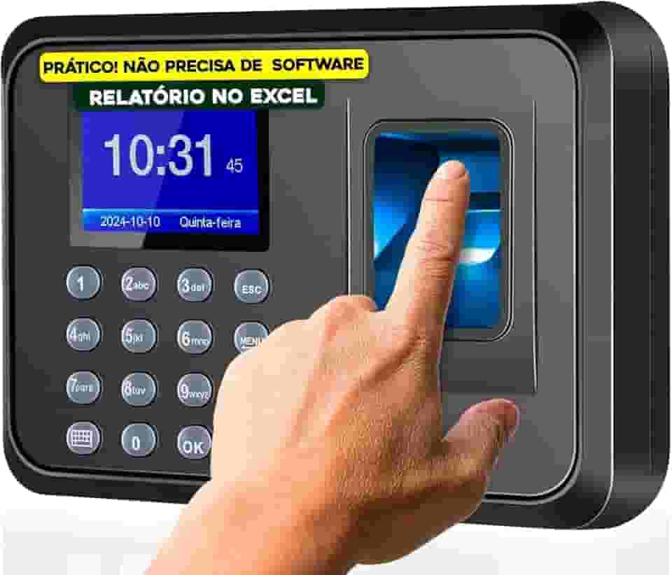 Relógio de Ponto Biométrico Digital Eletrônico Máquina Para Empresa Com Conexão USB Confirmação Sonora E Visual Impressão Digital Para Registro De Pontos Não Requer Instalação de Software