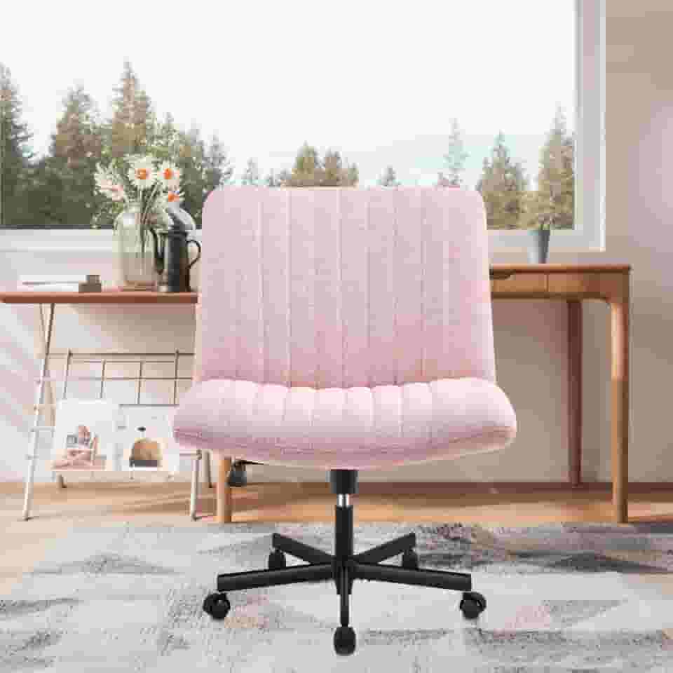 Cadeira de Escritório Python Fly Leisure, Assento Extra Grande e Largo em Tecido (Rosa)