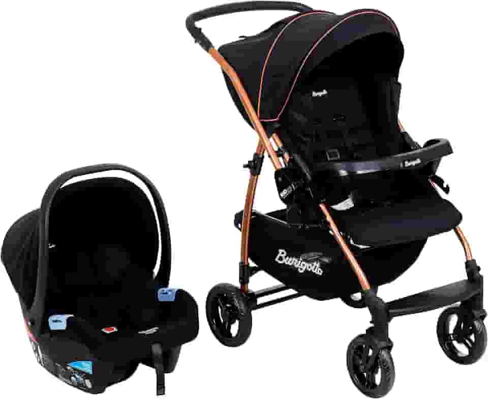 Travel System Burigotto Carrinho de Bebê Rio 22 com Bebê Conforto Materna Preto Cobre